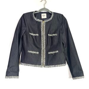 Weill Tweed Fringe Full Zip Blazer 6 EUC
